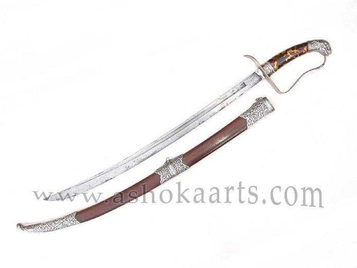 Fine Vietnamese Kiem sword with silver and tortoiseshell mounts 19th century