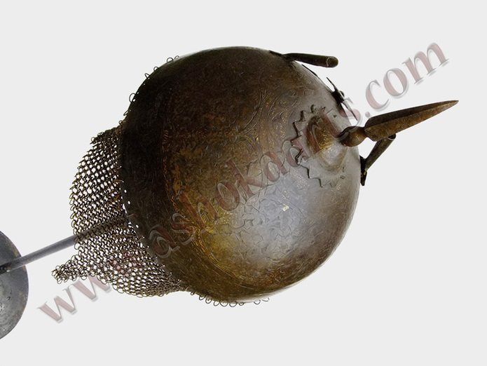 Indian chiselled khula khud with nosepiece