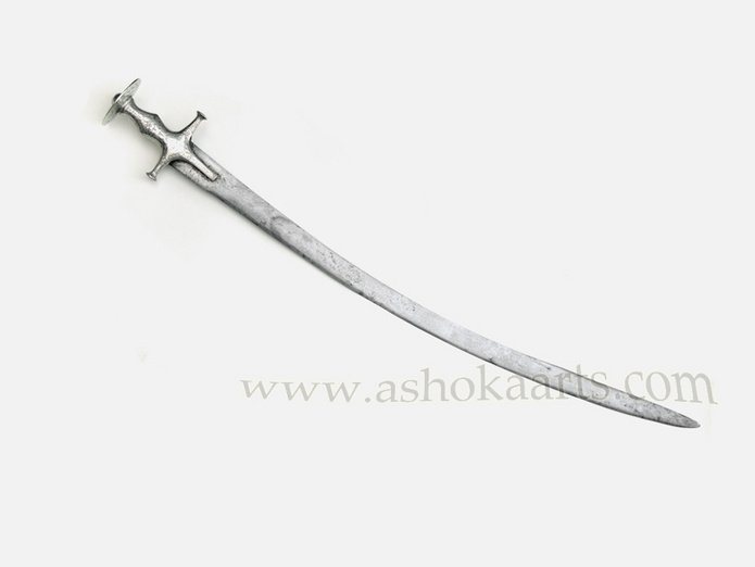 Indian Tulwar sword with Silver hilt, Wootz steel blade and Devanagri inscriptions