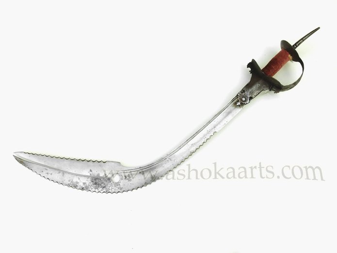 Massive Indian Zulfiqar Tegha sword with serrated blade