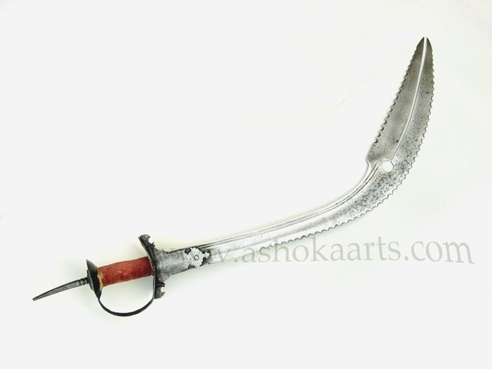 Massive Indian Zulfiqar Tegha sword with serrated blade - Antique