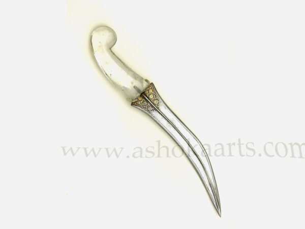 18thc Mughal Khanjar Dagger with rare Rock Crystal hilt and gold inlay ...