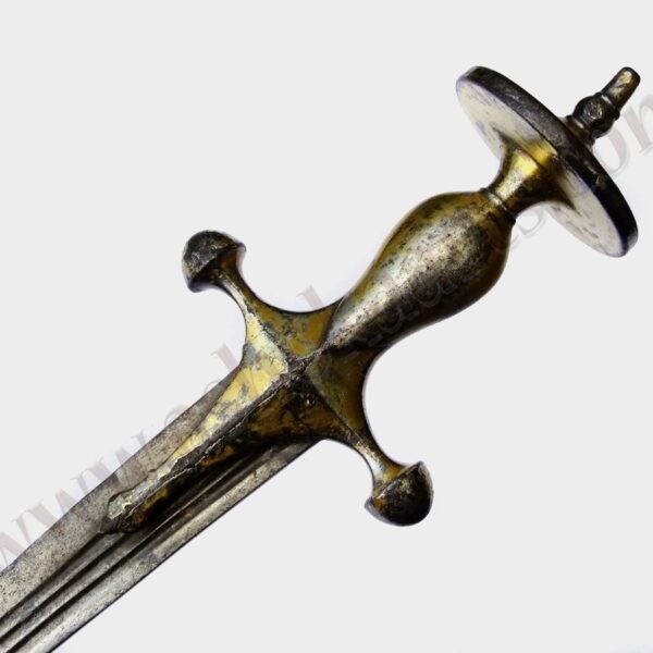 Indian Tulwar sword with silver gilt hilt