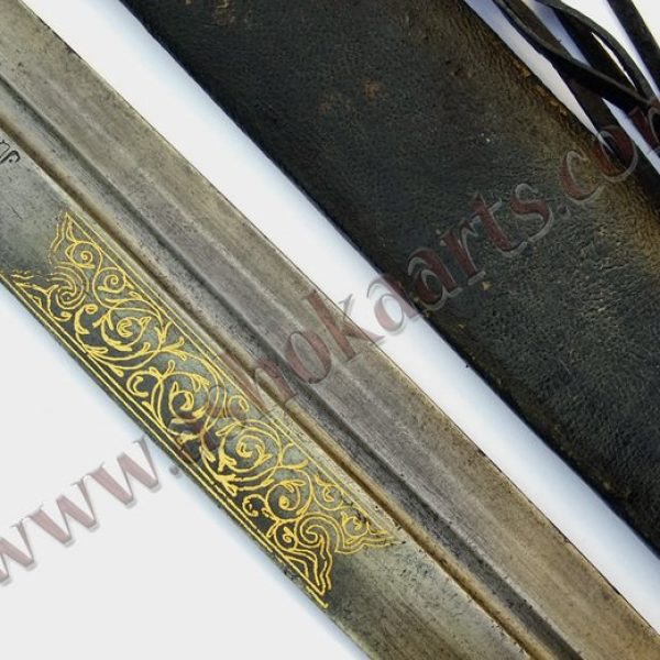 Large Persian Caucasian Qama sword with gold